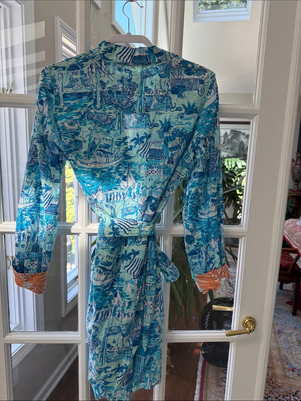 Lilly Pulitzer Blue & Aqua Printed Button-Front Shirt Dress - Picture 5 of 12